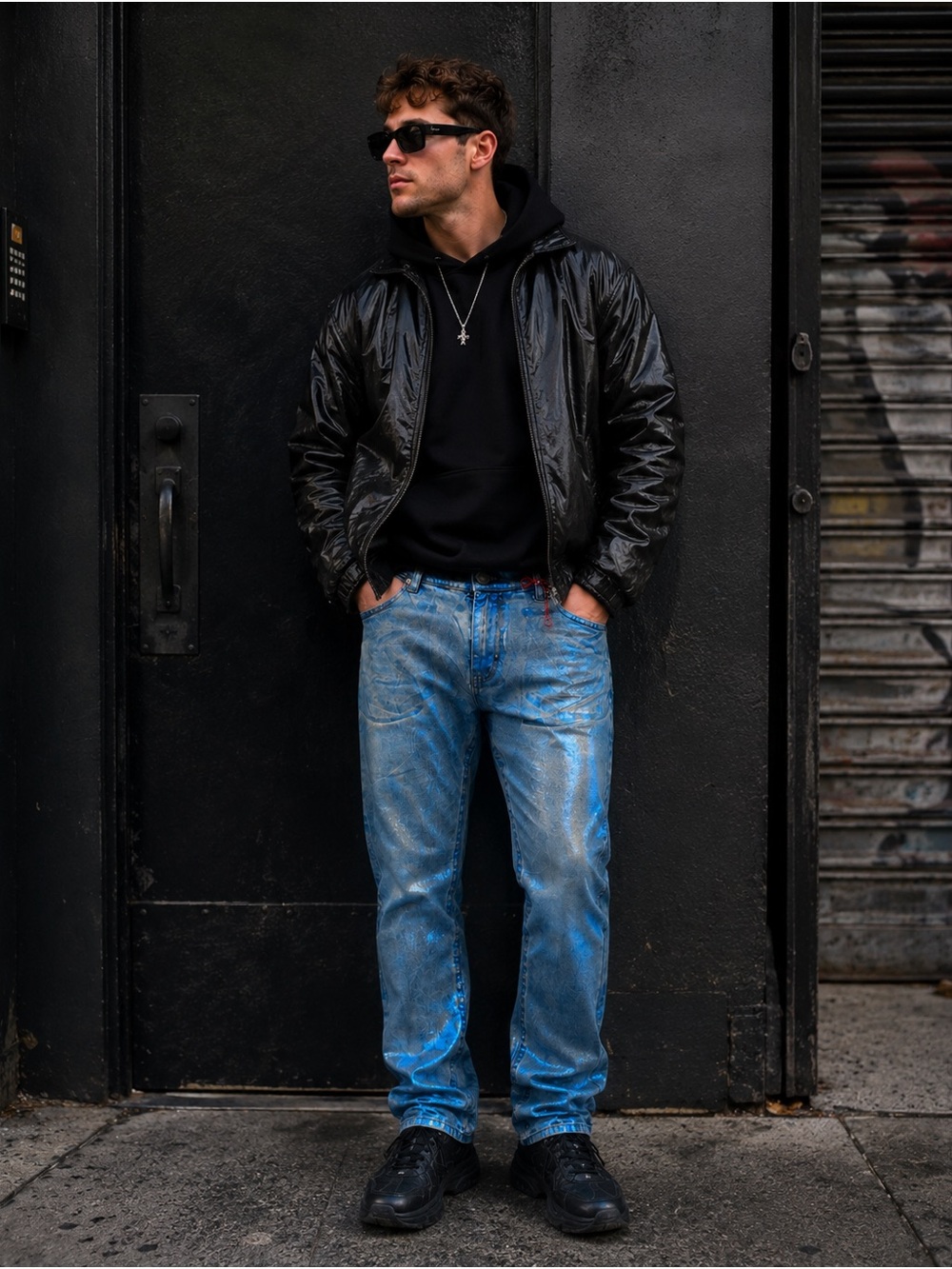 Straight Fit Men's Jeans in Light Blue Wash